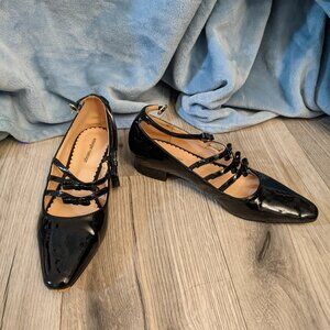 Unique Vintage Black Bow Patent Leather Mary Jane Flats